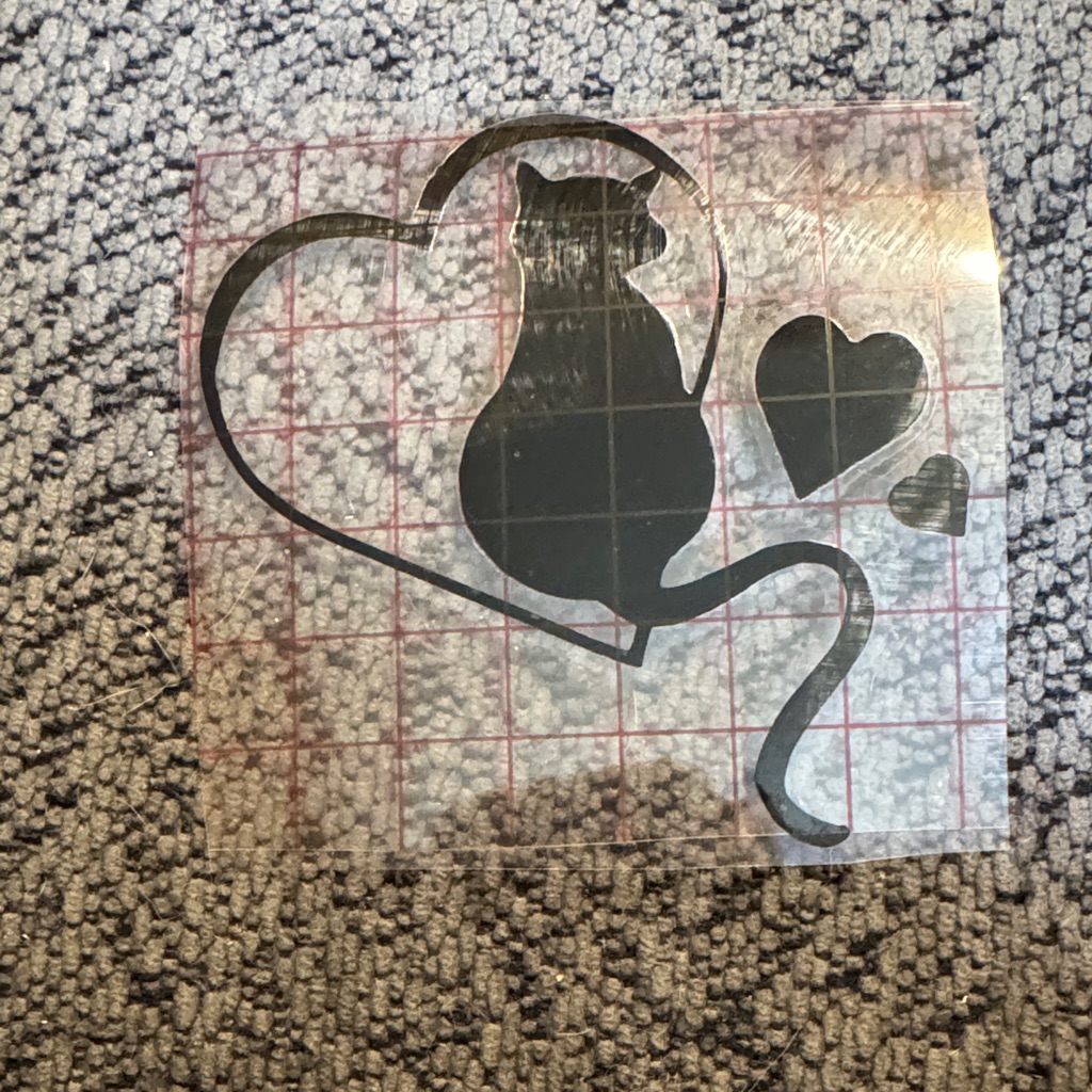 Black Cat Heart Decal